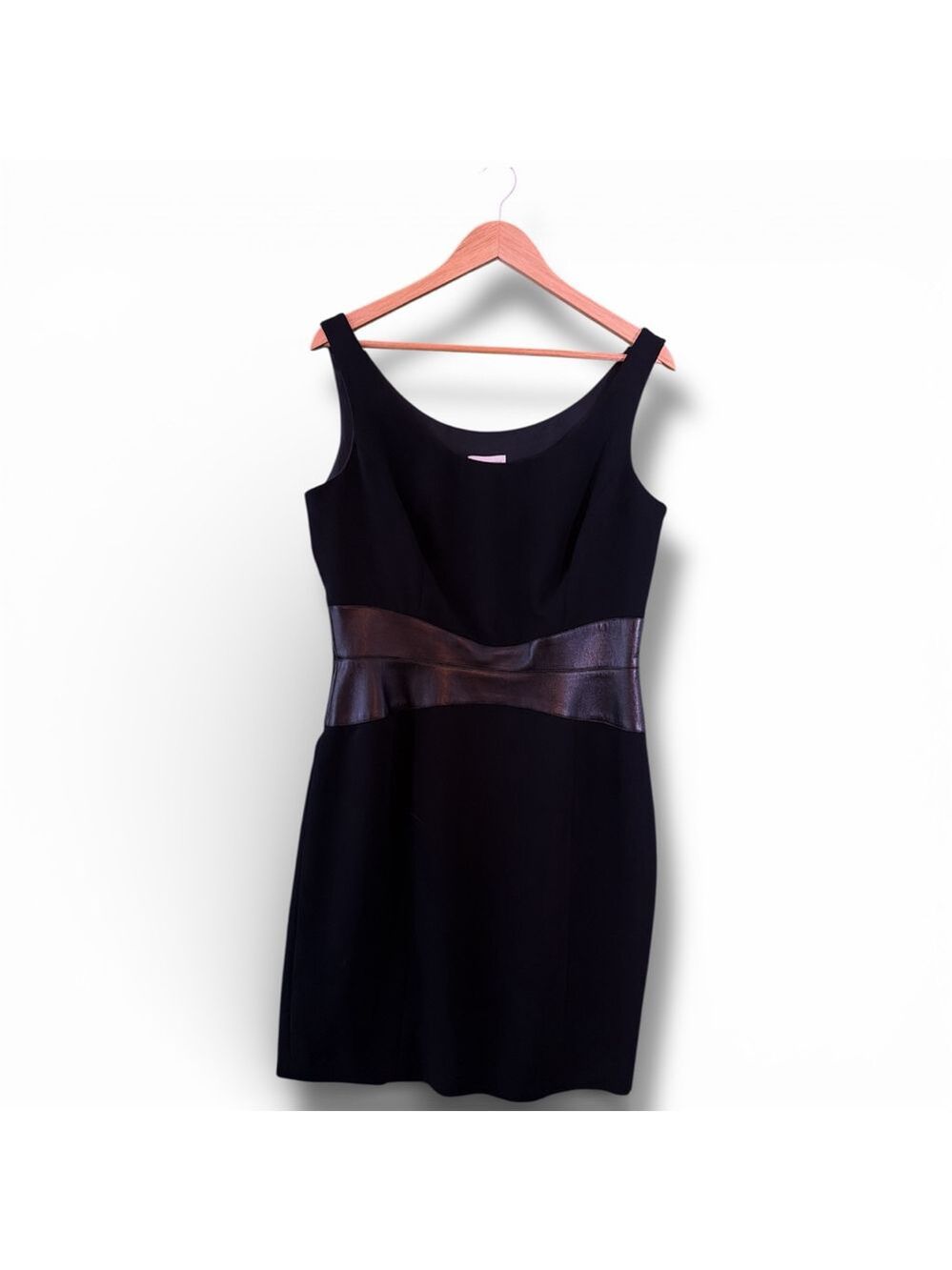 Liz Claiborne Black & Faux Black Leather Dress Size 14
